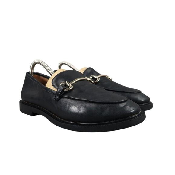 H&M Shoes Women 8 Loafer Fashion Classic Slip On Metal Buckle Black Solid Career - Picture 1 of 15